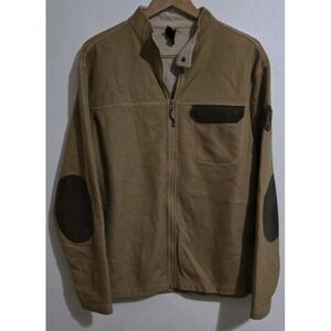 Sierra Designs Jacket Full‎ Zip Elbow Patch Mens Sz L Tan/Brown Hiking Outdoors